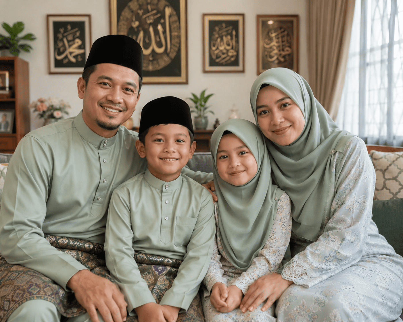 Keluarga Muslim yang tenang selepas persediaan Faraid